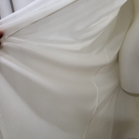 Vintage White Sheer Double Chiffon Peignoir Robe Gotham Gold Stripe Embr  S - Picture 6 of 11